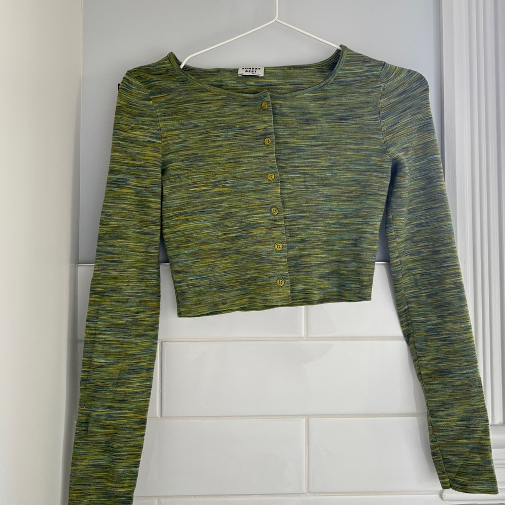 Sunday Best green Button-Up Crop Top